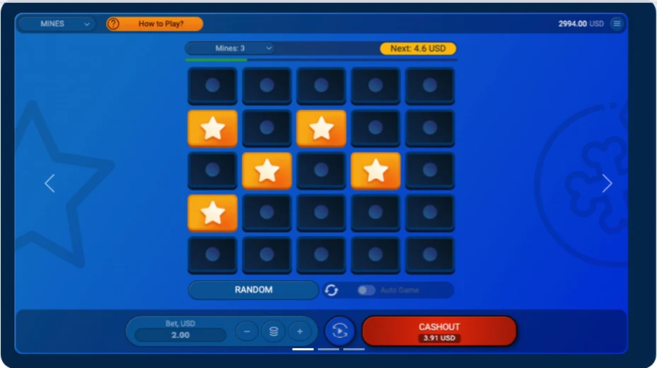 マインズ(Spribe)のゲーム画面