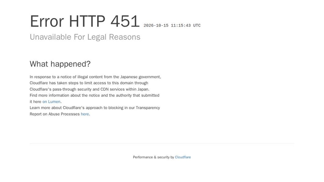 Unavailable For Legal Reasons