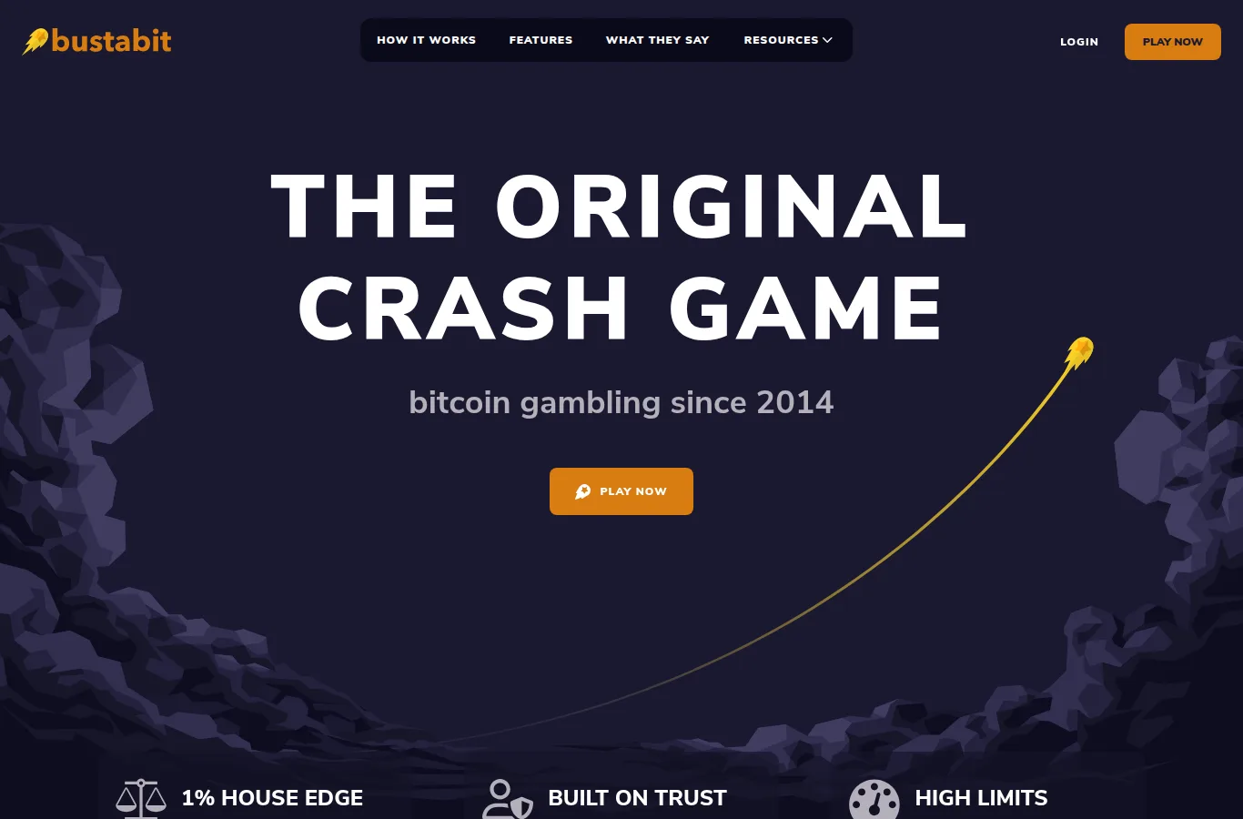 バスタビット公式サイトのトップ THE ORIGINAL CRASH GAME bitcoin gambling since 2014 1% HOUSE EDGE