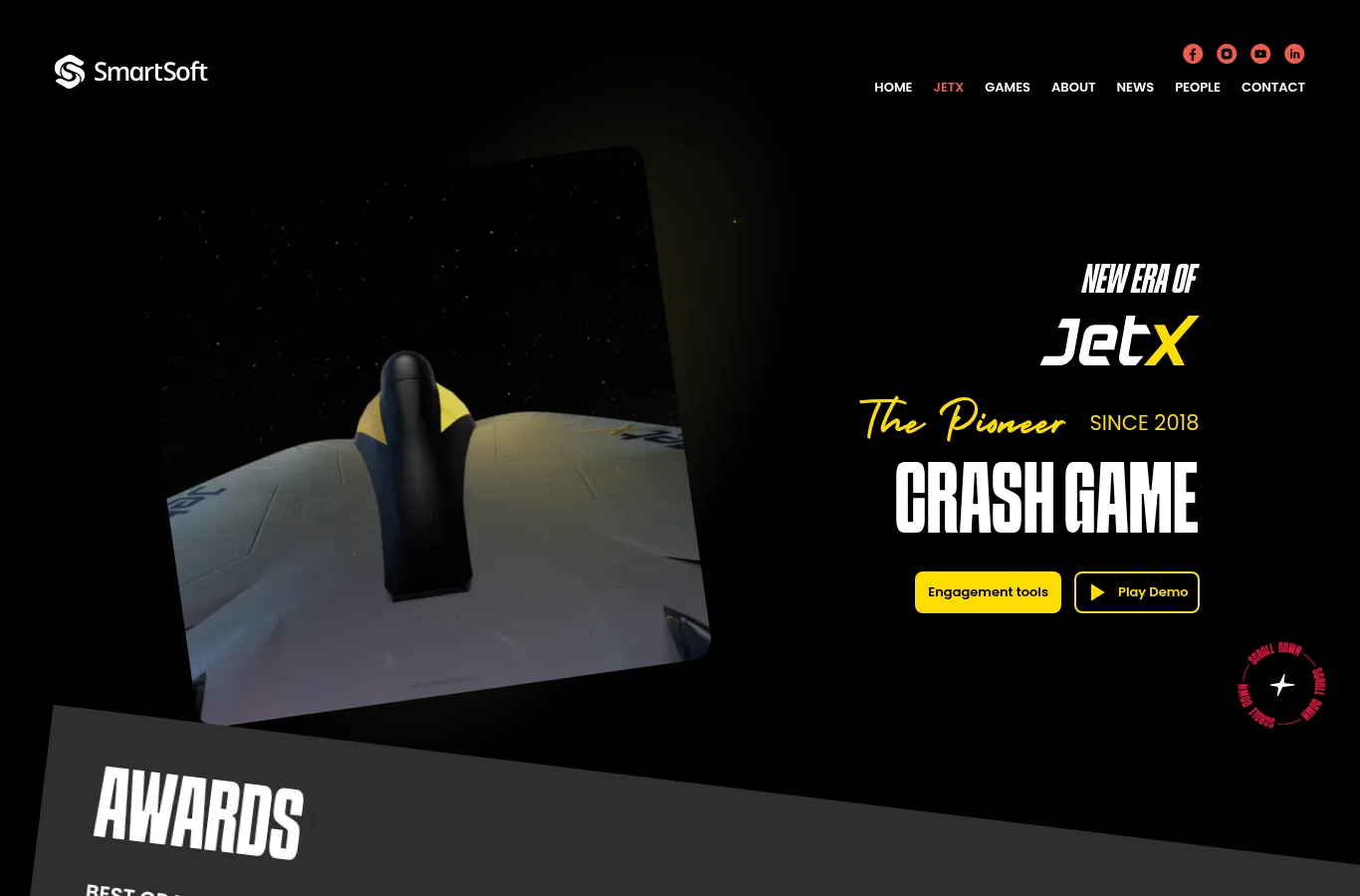 SmartSoft公式サイトのJetX The Pioneer since 2018 crash game