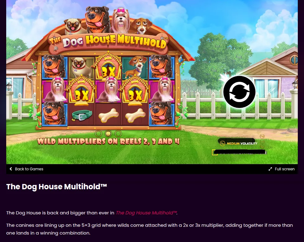 Pragmatic Play公式サイトのThe Dog House Multiholdのページ
