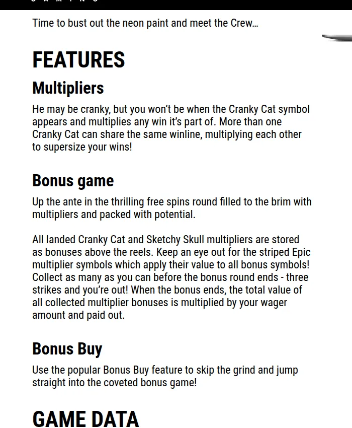 Chaos Crewの機能説明（マルチプライヤー・ボーナスゲーム・ボーナス購入）