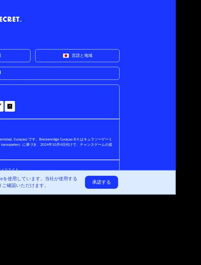 カジノシークレット公式サイト下部の入出金方法
