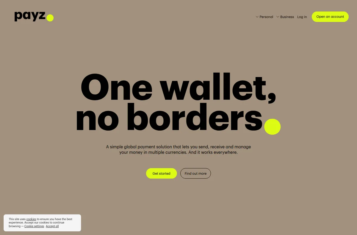 ペイズ（Payz）公式サイトのトップページ