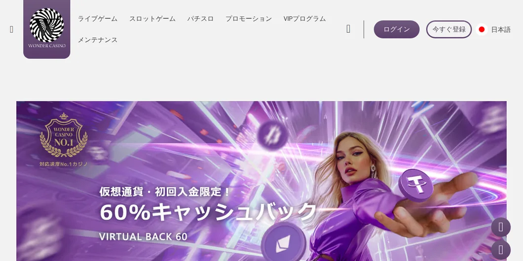 ワンダーカジノ「Virtual Back 60」のページ